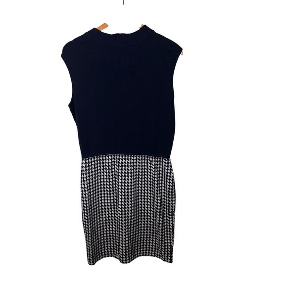 ST JOHN Knit Black White Sleeves Classic Career Modest Midi Dress 12 - Picture 2 of 5